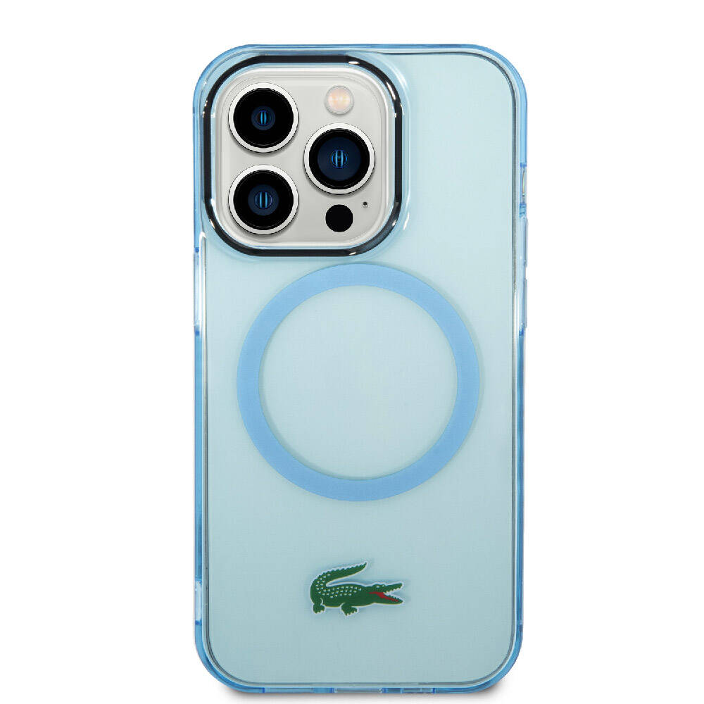 Apple iPhone 15 Pro Max Kılıf Lacoste Orjinal Lisanslı M-safe Şarj Özellikli Transparan Timsah Logo Baskılı Kapak