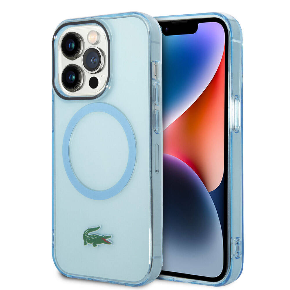 Apple iPhone 15 Pro Kılıf Lacoste Orjinal Lisanslı M-safe Şarj Özellikli Transparan Timsah Logo Baskılı Kapak