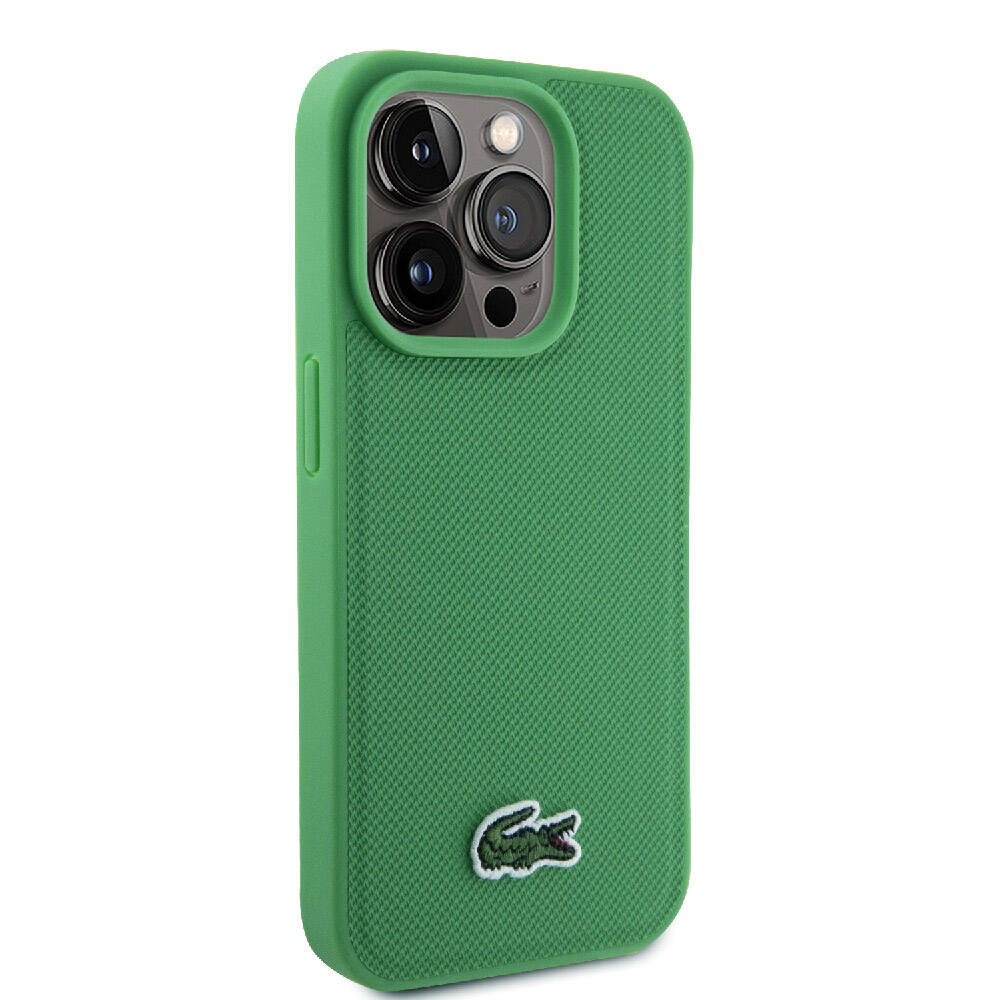 Apple iPhone 15 Pro Kılıf Lacoste Orjinal Lisanslı PU Pike Desenli Arka Yüzey İkonik Timsah Dokuma Logolu Kapak