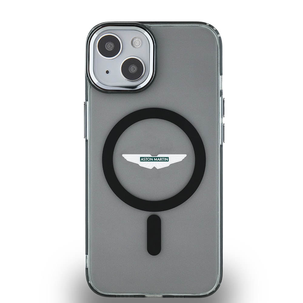 Apple iPhone 14 Kılıf Aston Martin Orjinal Lisanslı M-safe Şarj Özellikli IML Baskı Logolu Metal Düğmeli Kapak