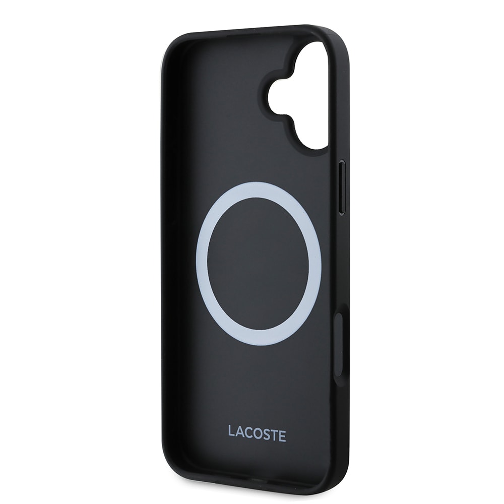 Apple iPhone 16 Kılıf Lacoste Orjinal Lisanslı PU Pike Desenli Arka Yüzey İkonik Timsah Dokuma Logolu Kapak + Type-C Kablo 1.5m