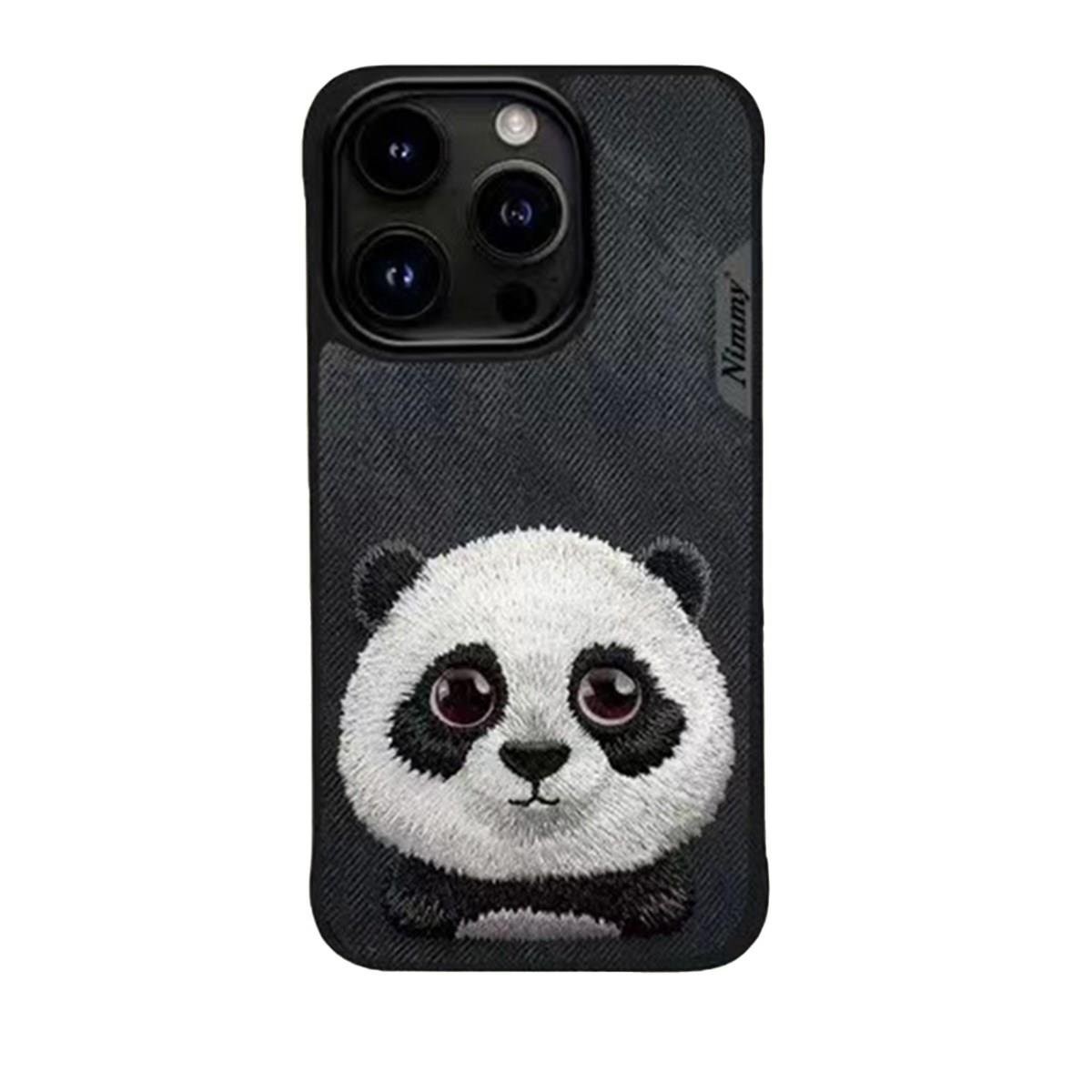 Nimmy Panda Serisi Nakış işlemeli Detaylı 3D Kılıf Siyah