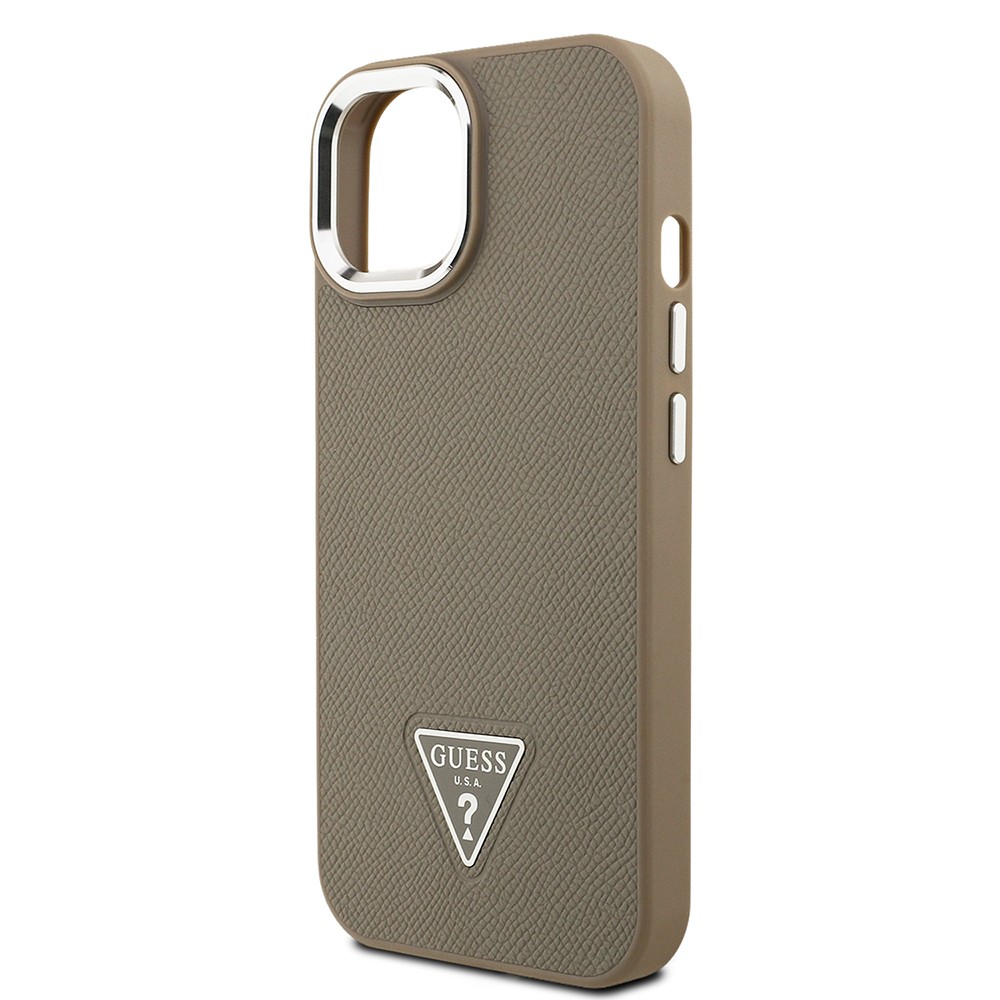 Apple iPhone 15 Kılıf Guess Orjinal Lisanslı M-safe Şarj Özellikli Grained Triangle Kapak
