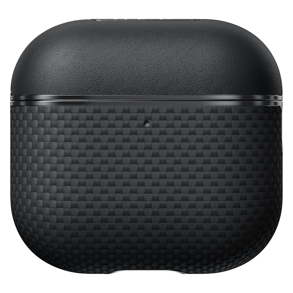 Apple Airpods Pro 2 Kılıf 1500D Aramid Fiber Pitaka Ultra-Slim Classic Serisi Black-Grey Twill Kapak