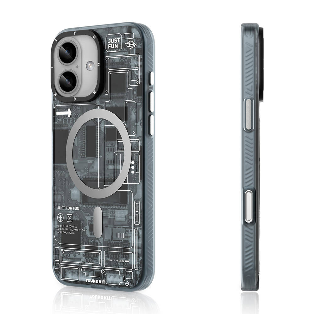 Apple iPhone 16 Kılıf M-safe Şarj Özellikli Youngkit Technology Serisi Kapak