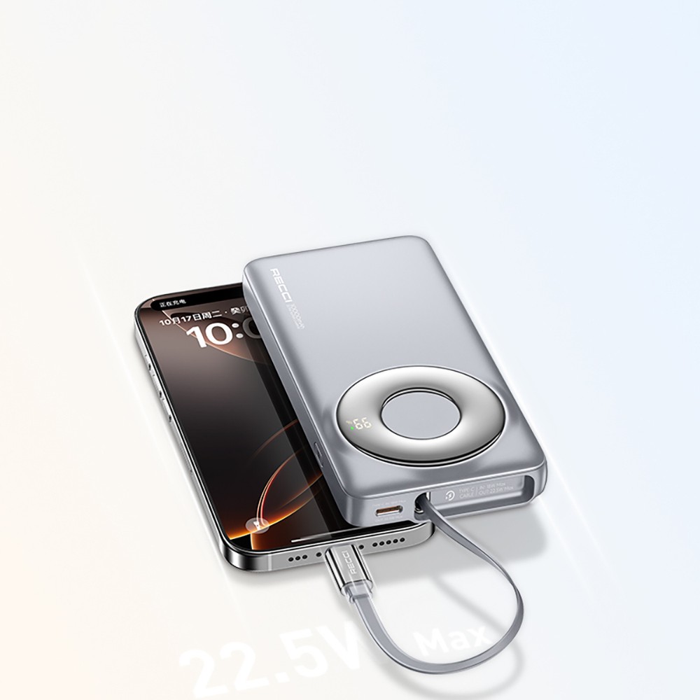 Recci RPB-P58 PD Hızlı Şarj Özellikli Type-C Kablolu Powerbank 22.5W 10.000mAh