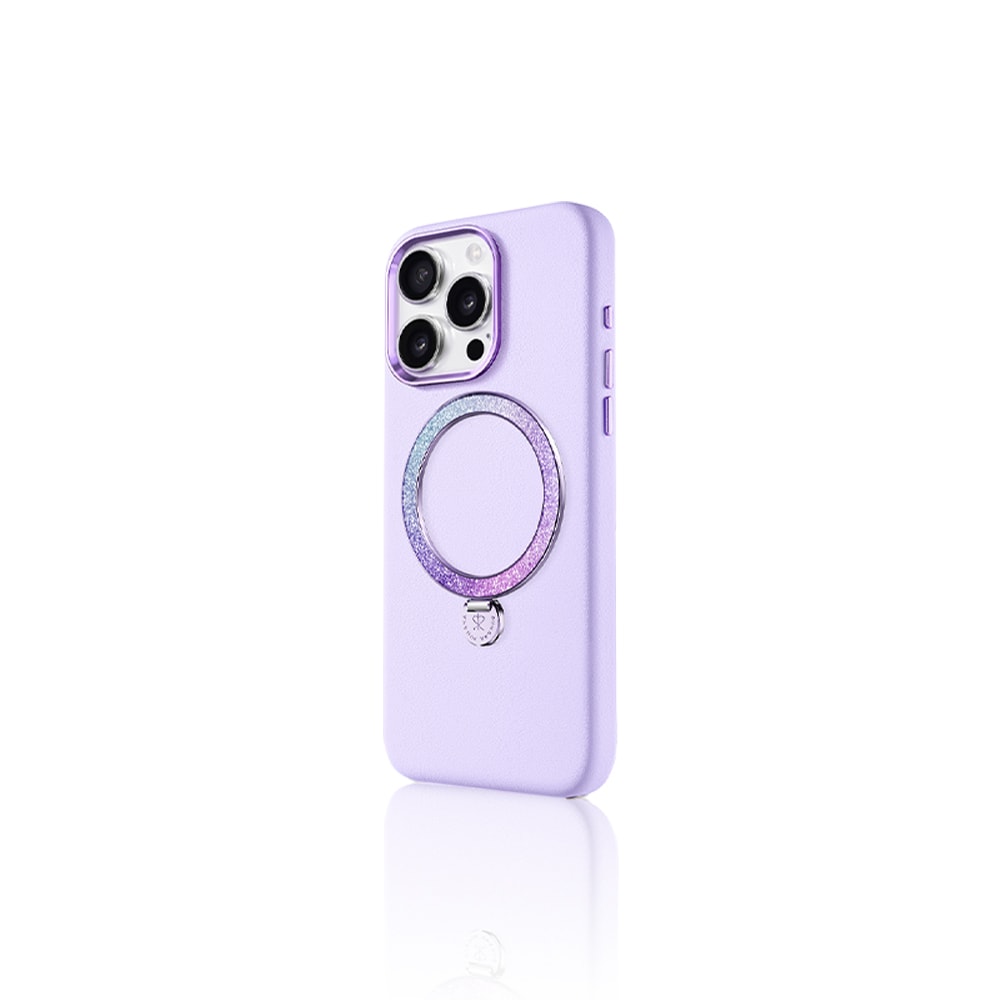 Apple iPhone 14 Pro Kılıf M-safe Şarj Özellikli Standlı Suni Deri Tasarımlı Pynana Dancing Circle Serisi Kapak