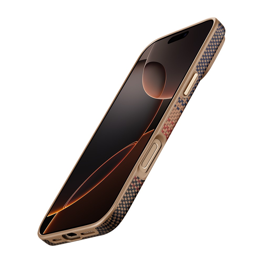 iPhone 16 Pro Max Kılıf Magsafe Şarj Özellikli Aramid Fiber Pitaka Military-Grade Sunset-Moonrise Serisi Sunset Kılıf