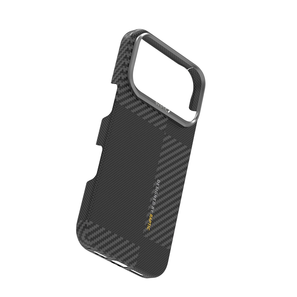 Apple iPhone 17 Pro Max Kılıf M-safe Şarj Özellikli 600D Metal Kamera Çerçeveli Raptic Aramid Fiber Geotik Serisi Kapak