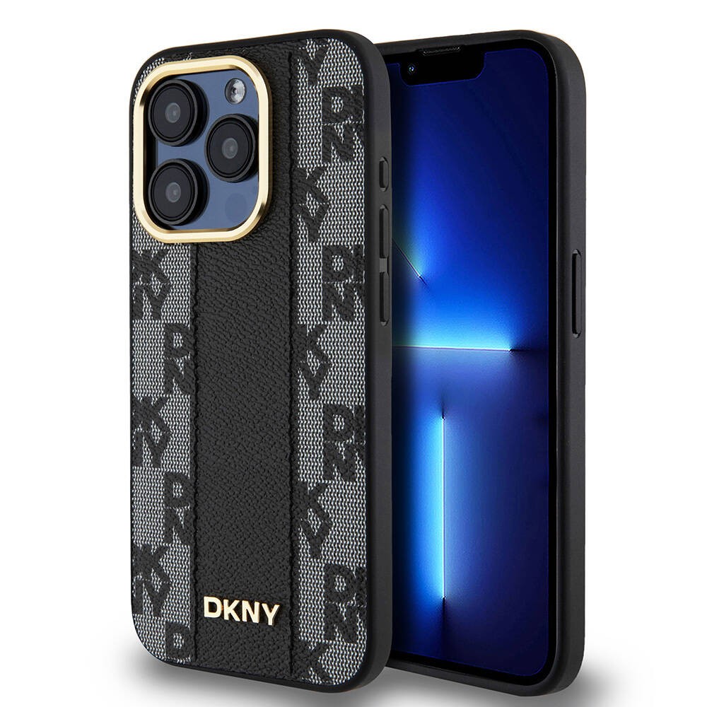 iPhone 15 Pro Kılıf DKNY Orjinal Lisanslı Magsafe Şarj Özellikli 3D Yazılı Checkered Pattern Kılıf