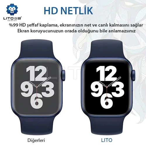 Lito S+ Tpu Hidrojel Full Yapışkanlı Apple Watch Ekran Koruyucu,45 MM