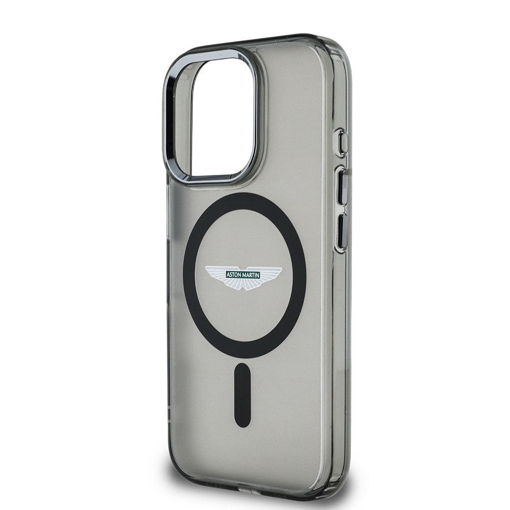 Apple iPhone 15 Pro Max Kılıf Aston Martin Orjinal Lisanslı M-safe Şarj Özellikli IML Baskı Logolu Metal Düğmeli Kapak