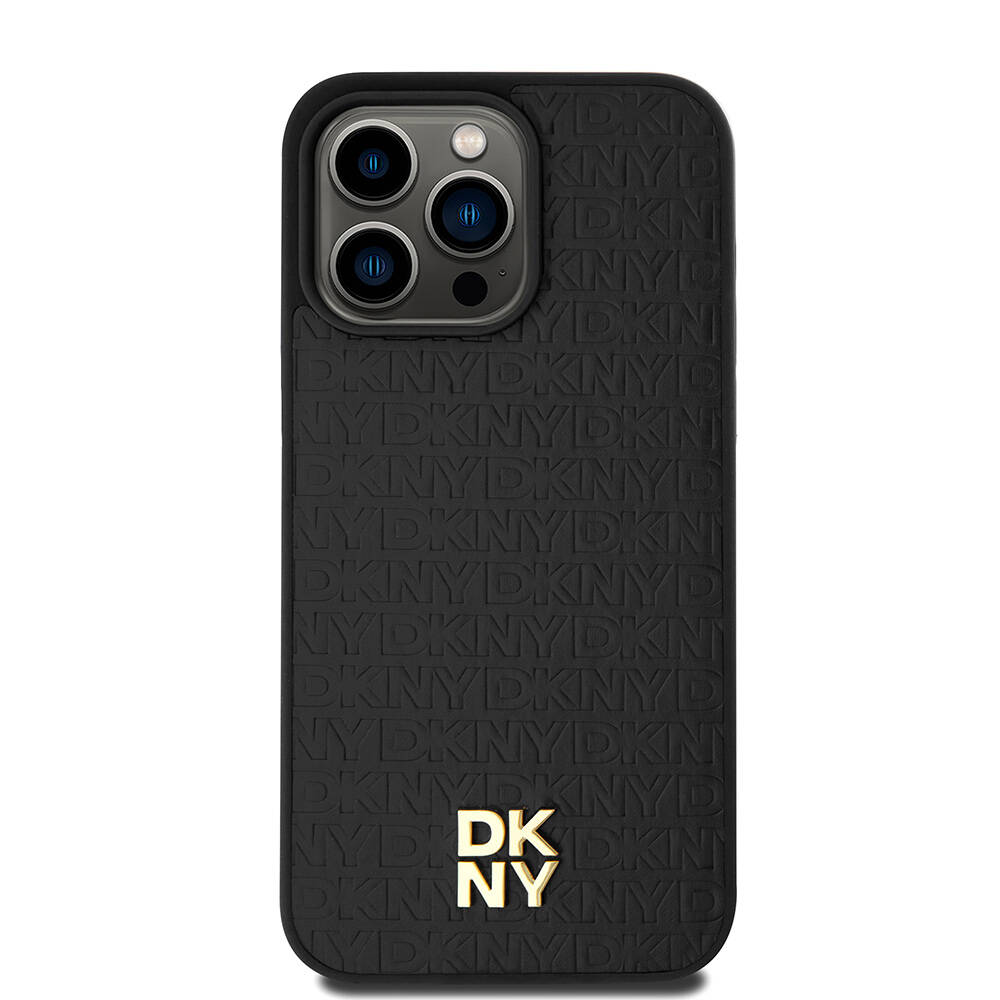 Apple iPhone 15 Pro Max Kılıf DKNY Orjinal Lisanslı M-safe Şarj Özellikli 3D Yazılı Repeat Pattern Kapak