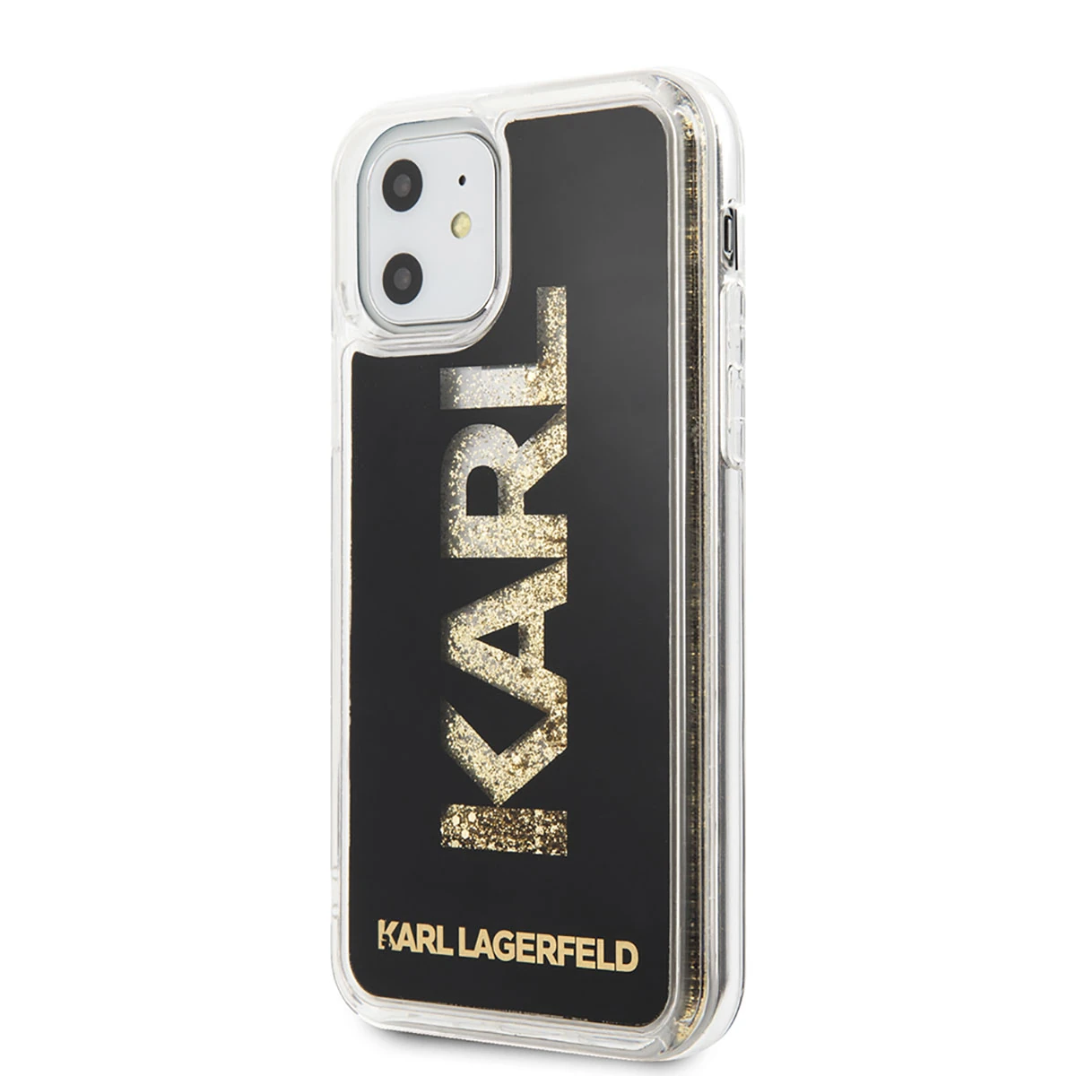 Apple iPhone 11 Kılıf Karl Lagerfeld Sıvılı Simli Logo Dizayn Kapak