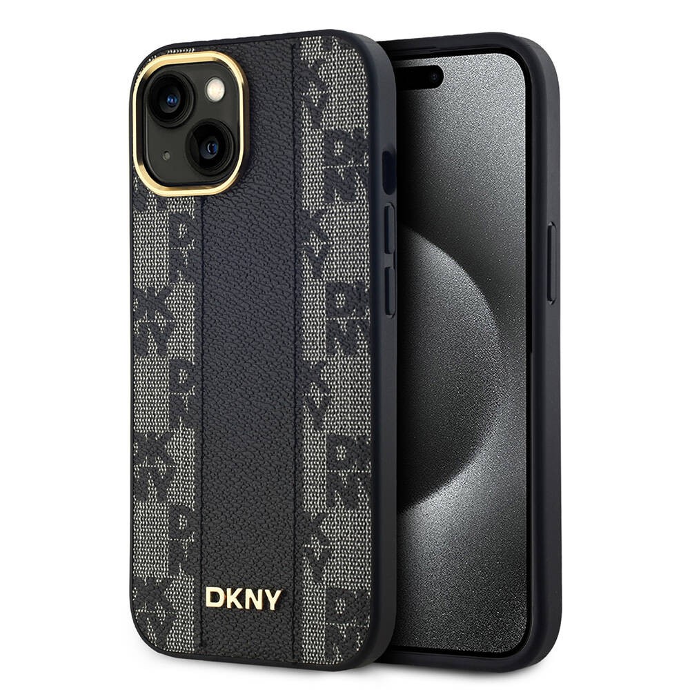 iPhone 15 Plus Kılıf DKNY Orjinal Lisanslı Magsafe Şarj Özellikli 3D Yazılı Checkered Pattern Kılıf