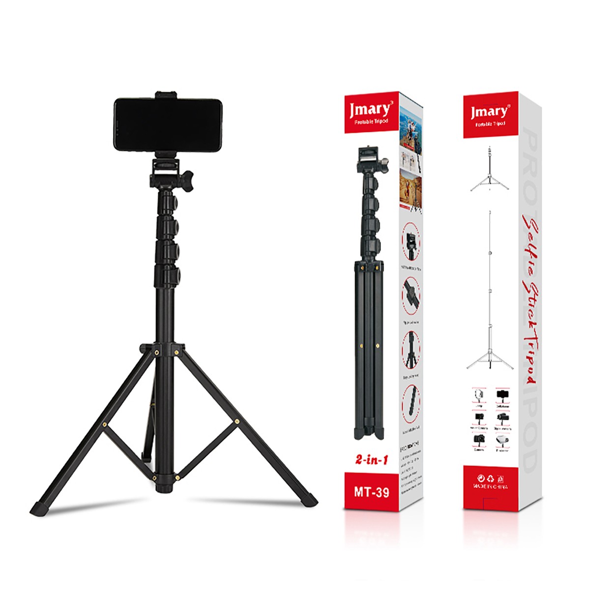 Jmary MT-39 5 Kademeli 153cm Fonksiyonel 2 in 1 Monopod 360 Derece Dönebilen Başlıklı Tripod