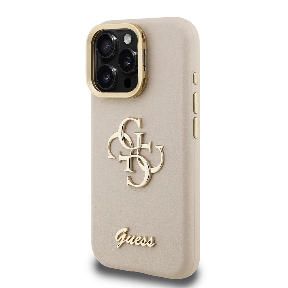 Apple iPhone 16 Pro Max Kılıf Guess Orjinal Lisanslı Grained Yazı Logolu Kamera Standlı Kapak