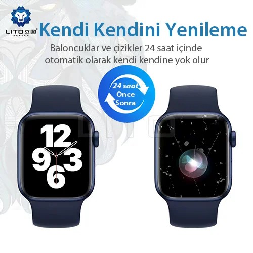 Lito S+ Tpu Hidrojel Full Yapışkanlı Apple Watch Ekran Koruyucu,45 MM