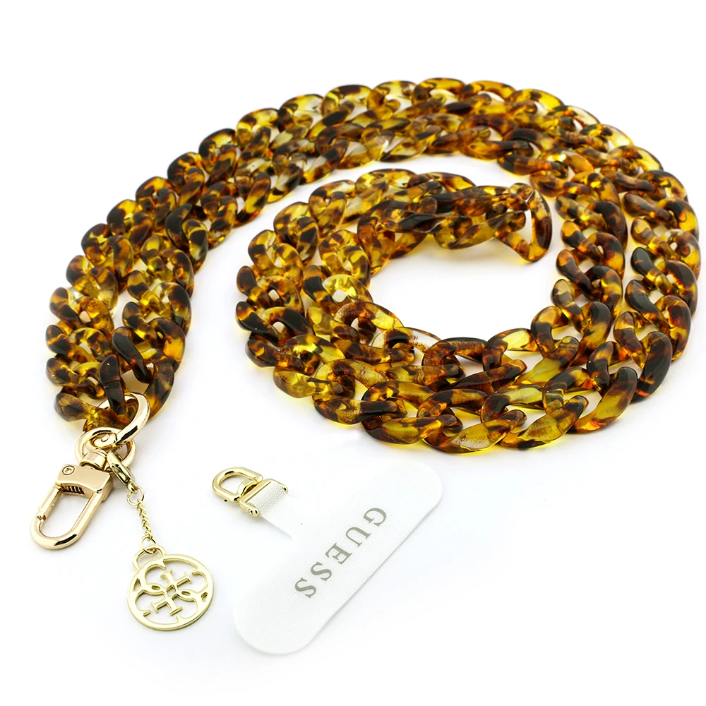 Guess Orjinal Lisanslı 4G Metal Logolu Büyük Zincirli Çapraz Vücut Telefon Askı Kayışı 120cm