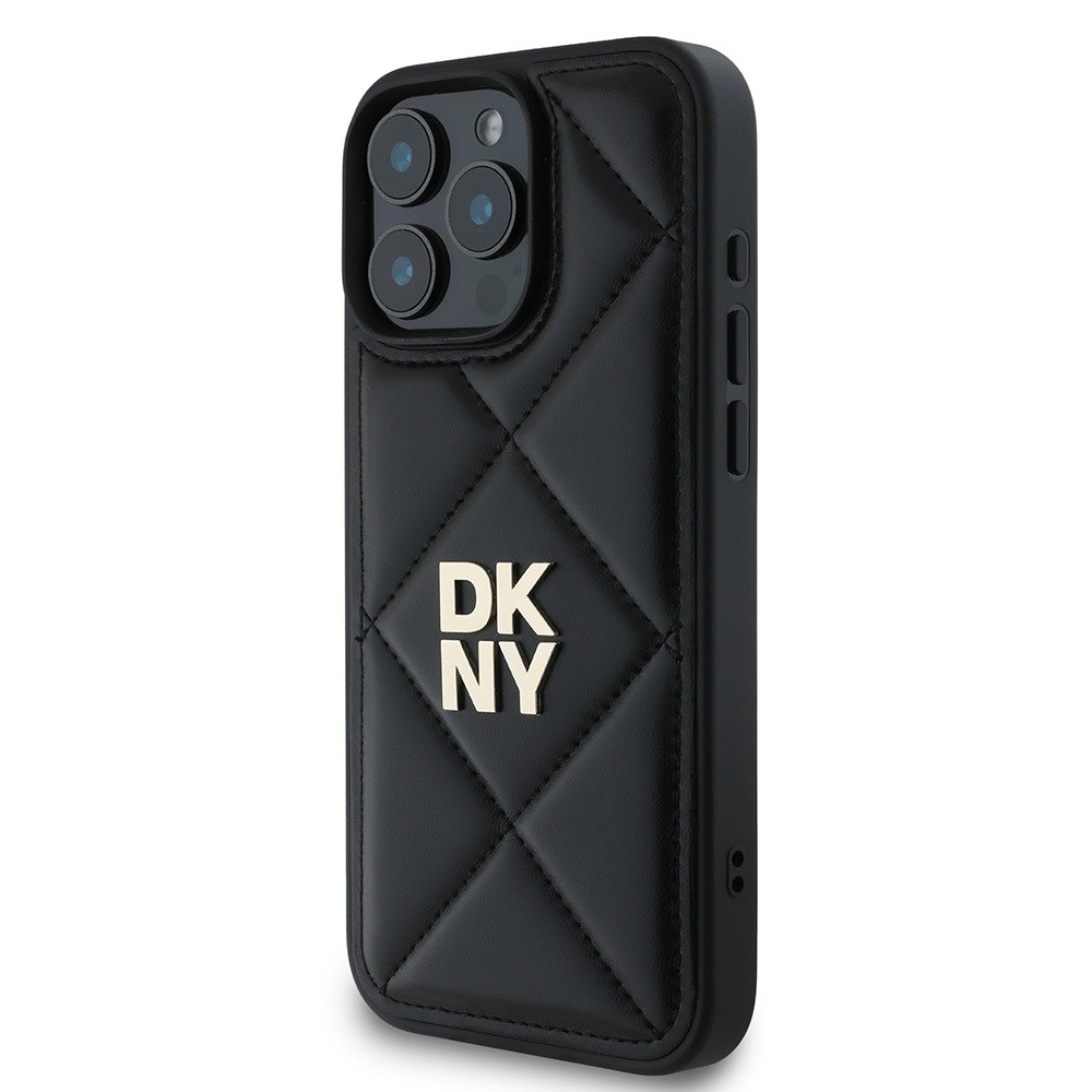 iPhone 16 Pro Kılıf DKNY Orjinal Lisanslı Kapitone Tasarımlı Metal Logolu Deri Kılıf