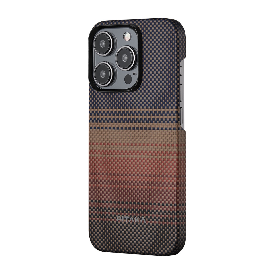 iPhone 15 Pro Kılıf Magsafe Şarj Özellikli Aramid Fiber Pitaka Tactile Woven Sunset-Moonrise Serisi Sunset Kılıf
