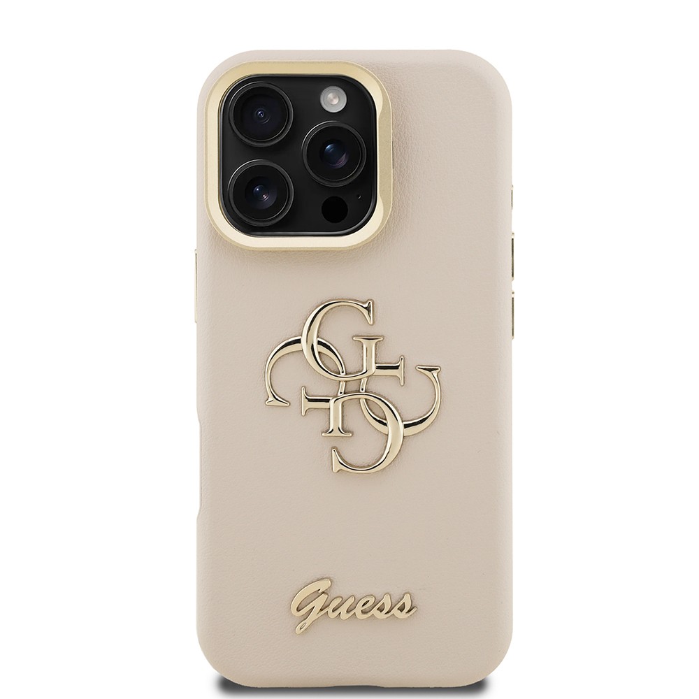 Apple iPhone 16 Pro Max Kılıf Guess Orjinal Lisanslı Grained Yazı Logolu Kamera Standlı Kapak