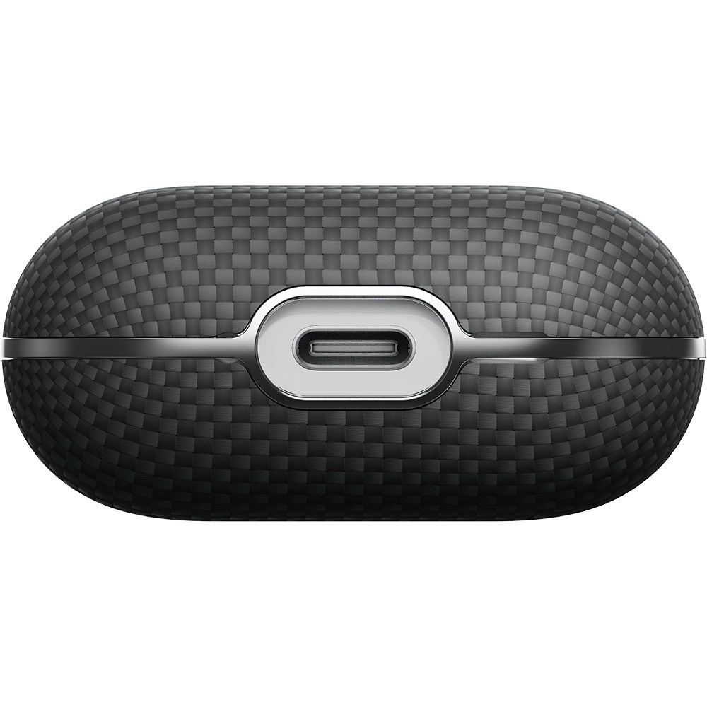 Apple Airpods 4 Kılıf 1500D Aramid Fiber Pitaka Ultra-Slim Classic Serisi Black-Grey Twill Kapak
