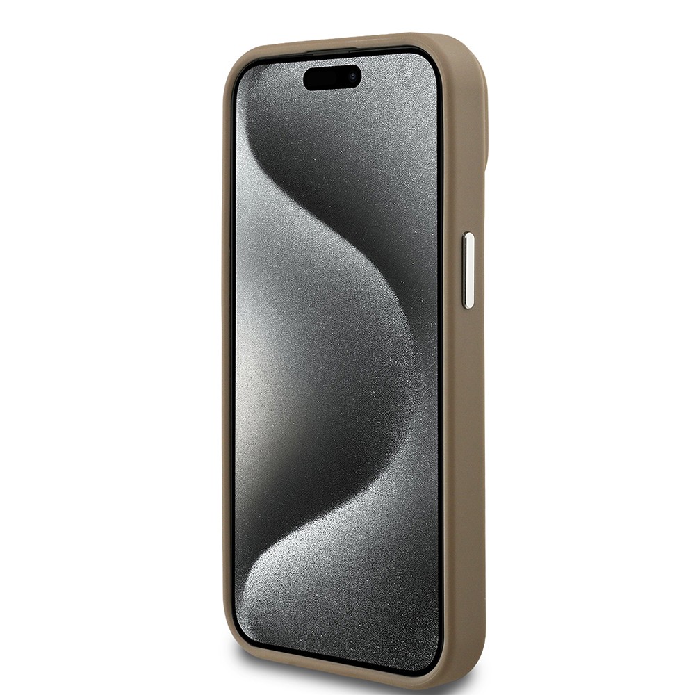 Apple iPhone 15 Kılıf Guess Orjinal Lisanslı M-safe Şarj Özellikli Grained Triangle Kapak