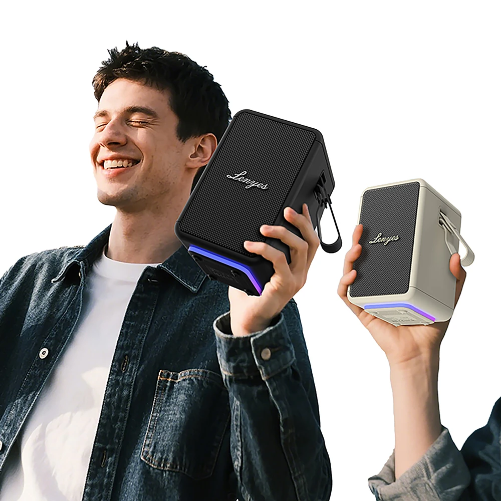 Lenyes S874 Su Geçirmez Özellikli RGB Işıklı Askılı Taşınabilir TWS Bluetooth Hoparlör v5.3