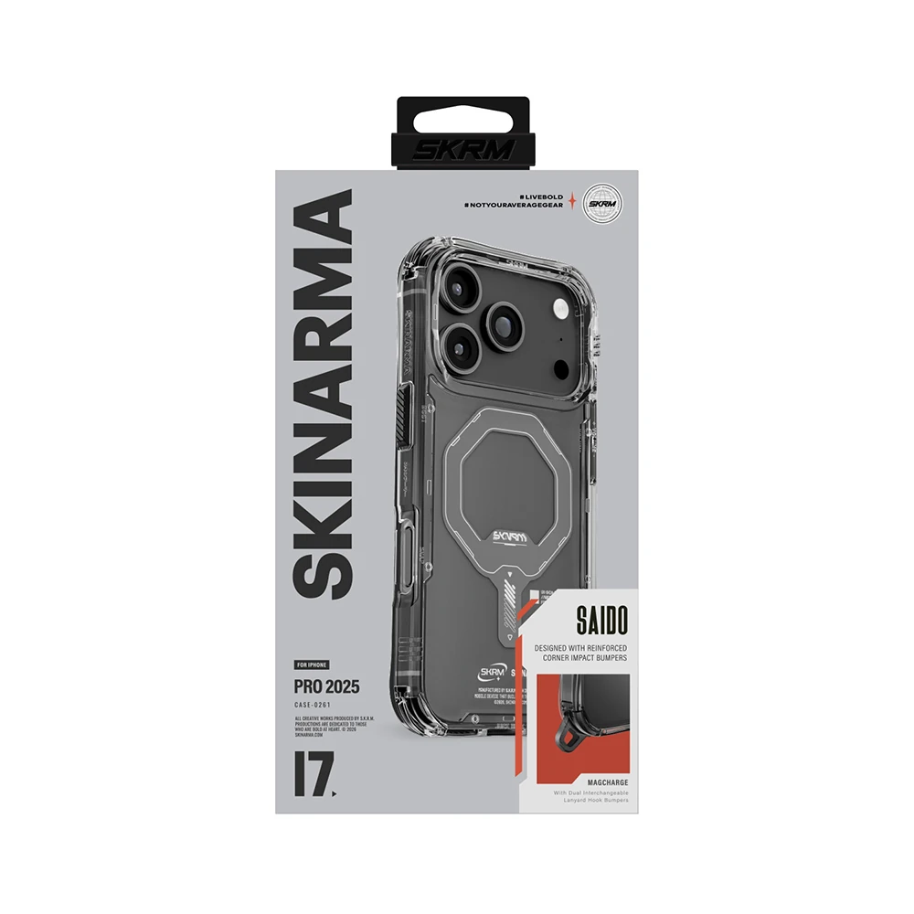 Apple iPhone 17 Pro Kılıf M-safe Şarj Özellikli Şeffaf Airbag Tasarımlı Skinarma Saido Mag-Charge Kapak