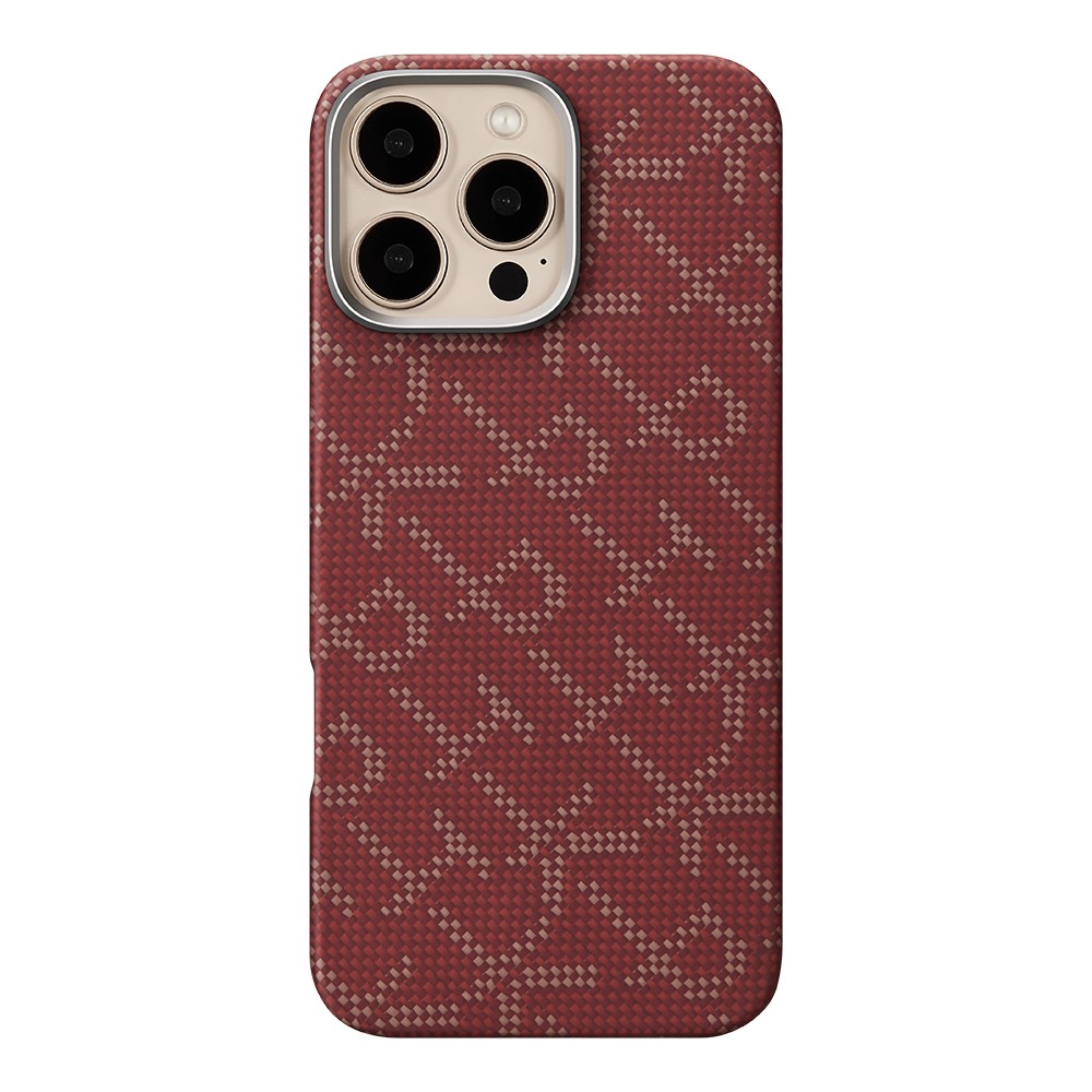 Apple iPhone 16 Pro Kılıf M-safe Şarj Özellikli Aramid Fiber Pitaka Tactile Woven Monogram Serisi Kapak