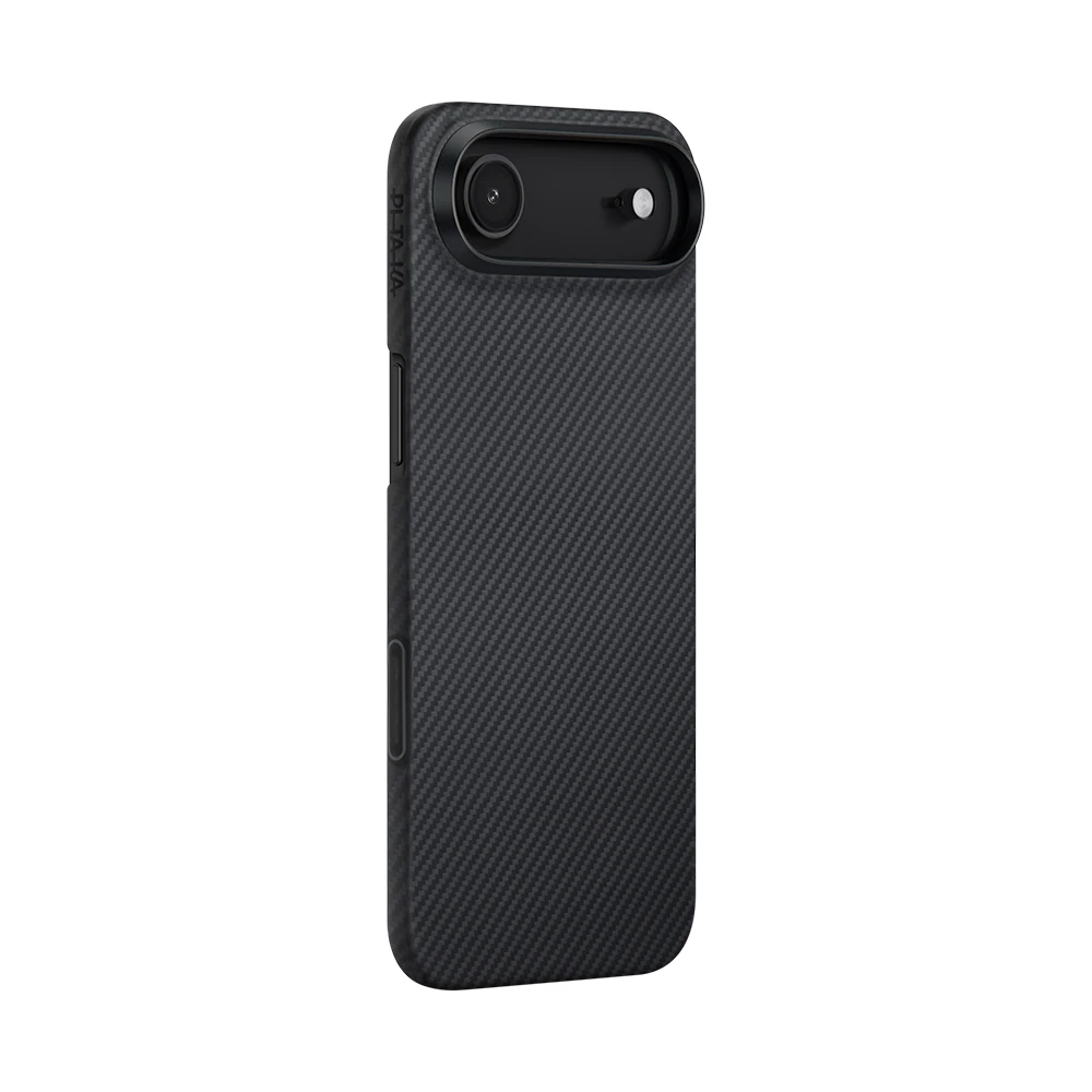 Apple iPhone 17 Air Kılıf M-safe Şarj Özellikli 1500D Aramid Fiber Pitaka Ultra-Slim Classic Serisi Black-Grey Twill Kapak