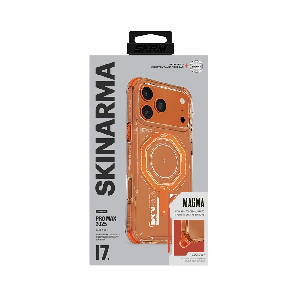 Apple iPhone 17 Pro Max Kılıf SkinArma M-safe Şarj Özellikli Airbag Tasarımlı Magma Kapak