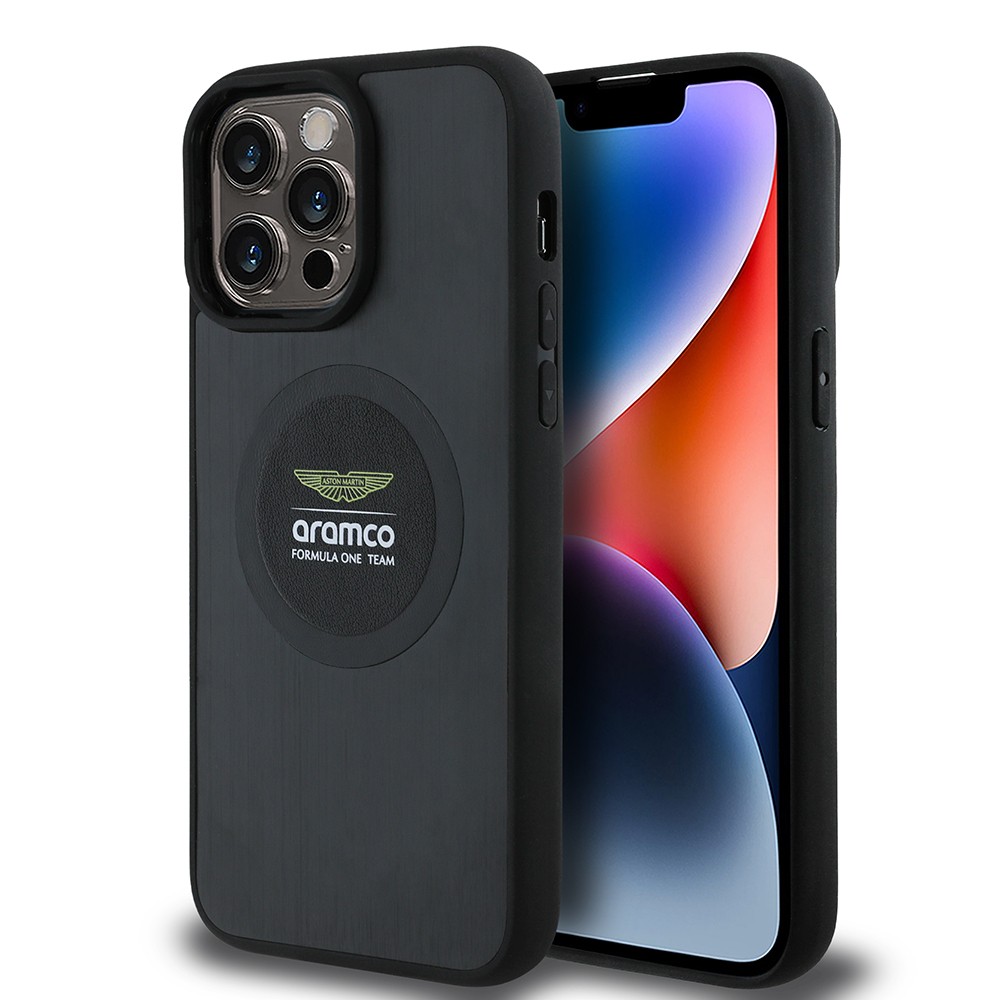 Apple iPhone 14 Pro Max Kılıf Aston Martin Orjinal Lisanslı Magsafe Şarj Özellikli Aluminyum Arka Yüzeyli Formula One Team Baskılı Kapak