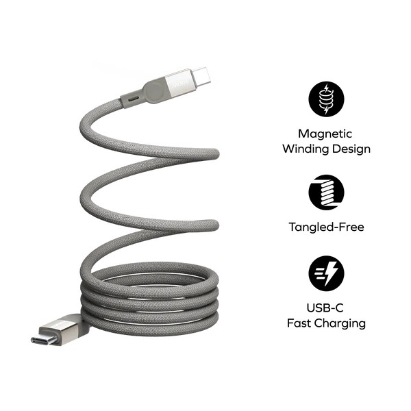 Momax Mag.Link | Magnetic USB-C to USB-C Cable 100W -Naturel