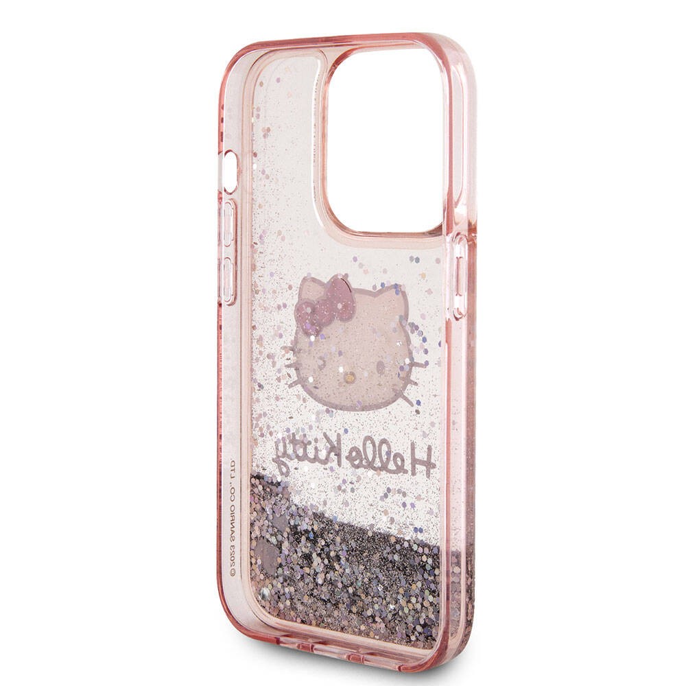 iPhone 15 Pro Kılıf Hello Kitty Orjinal Lisanslı İkonik Sıvılı Glitter Kılıf