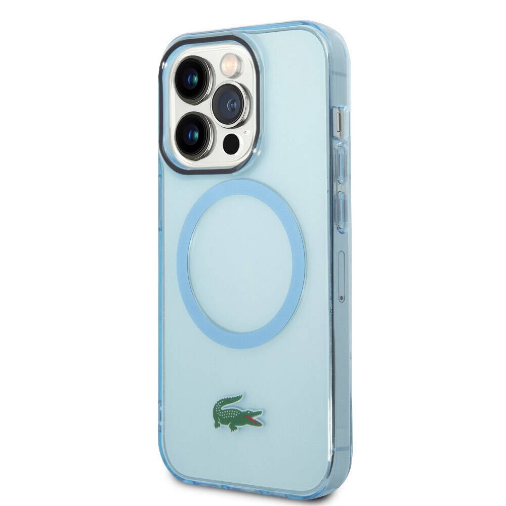 Apple iPhone 15 Pro Max Kılıf Lacoste Orjinal Lisanslı M-safe Şarj Özellikli Transparan Timsah Logo Baskılı Kapak