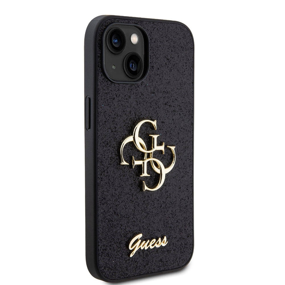 iPhone 15 Plus Kılıf Guess Orjinal Lisanslı 4G Büyük Metal Logolu Glitter Kılıf