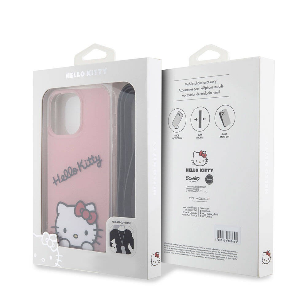 iPhone 15 Pro Max Kılıf Hello Kitty Orjinal Lisanslı Askılı Yazı ve İkonik Logolu Daydreaming Kılıf