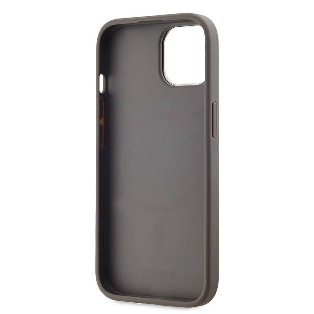 Apple iPhone 15 Kılıf DKNY Orjinal Lisanslı M-safe Şarj Özellikli 3D Yazılı Checkered Pattern Kapak