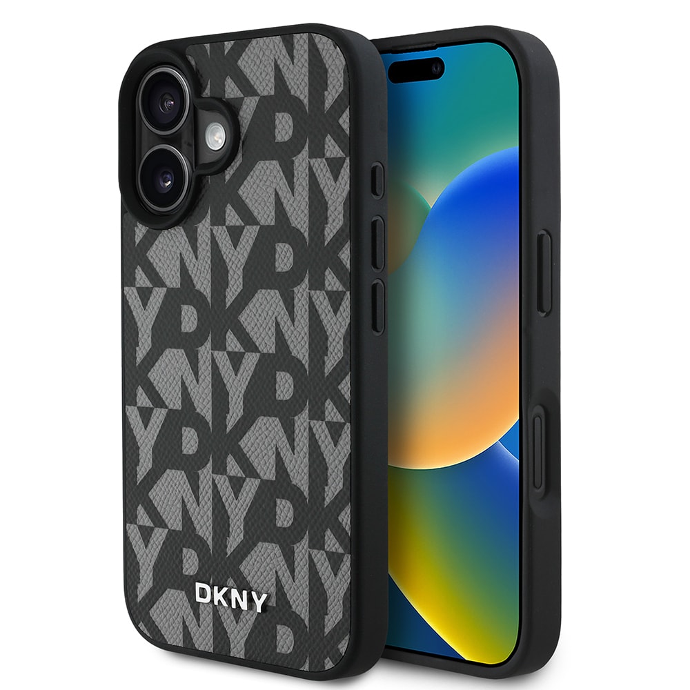 Apple iPhone 16 Kılıf DKNY Orjinal Lisanslı M-safe Şarj Özellikli 3D Yazılı Grid Pattern Kapak