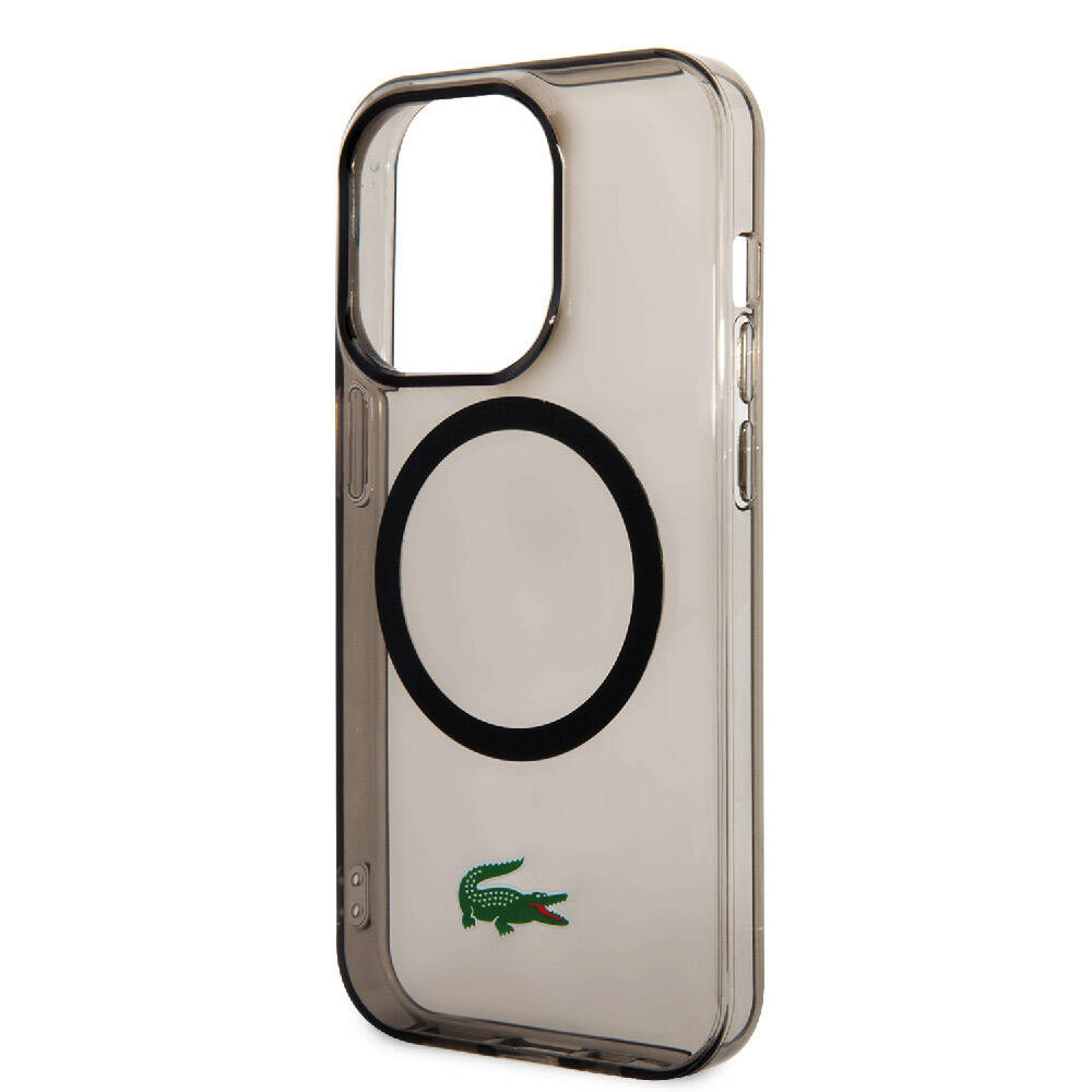 Apple iPhone 15 Pro Kılıf Lacoste Orjinal Lisanslı M-safe Şarj Özellikli Transparan Timsah Logo Baskılı Kapak