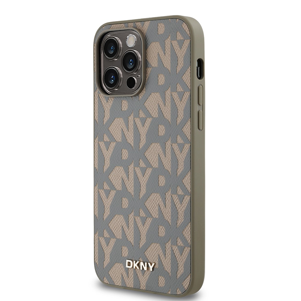 Apple iPhone 14 Pro Max Kılıf DKNY Orjinal Lisanslı M-safe Şarj Özellikli 3D Yazılı Grid Pattern Kapak