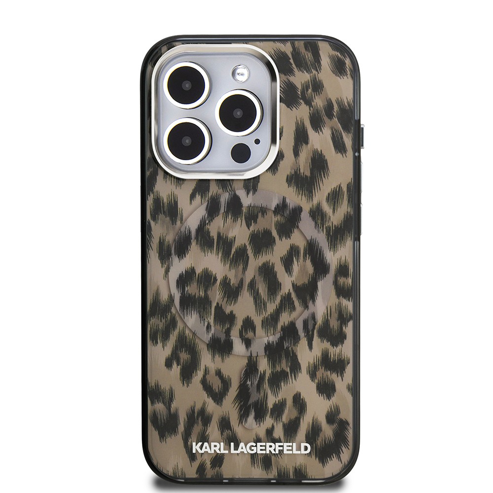 Apple iPhone 16 Pro Kılıf Karl Lagerfeld Orjinal Lisanslı IML Leopar Baskılı Kapak