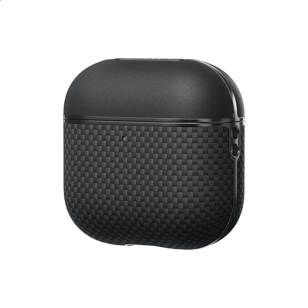 Apple Airpods Pro 2 Kılıf 1500D Aramid Fiber Pitaka Ultra-Slim Classic Serisi Black-Grey Twill Kapak