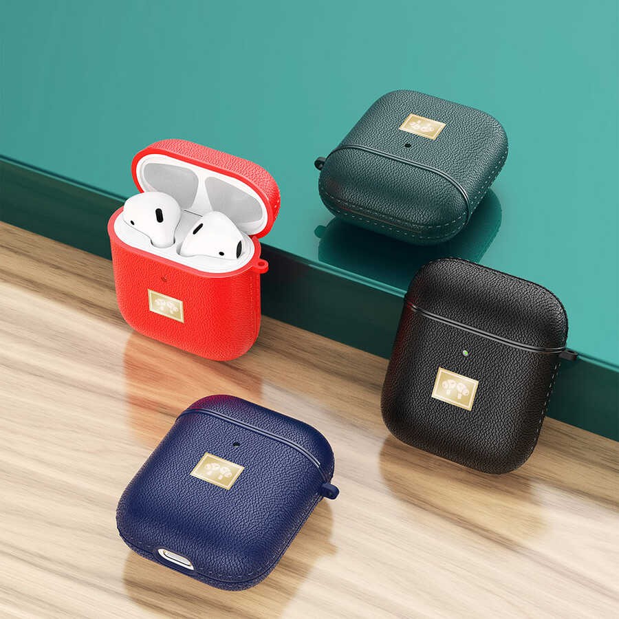 Airpods Kılıf Deri Görünümlü Askı Aparatlı Wlons Kılıf