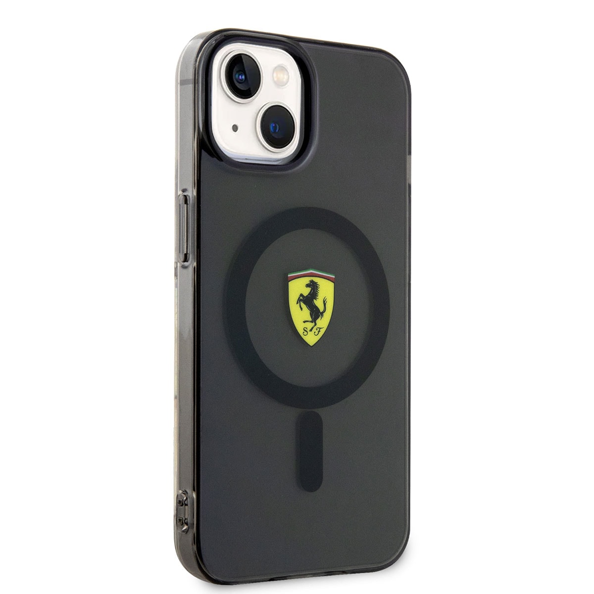Apple iPhone 14 Plus Kılıf Ferrari M-safe Şarj Özellikli Yarı Transparan Dizayn Kapak