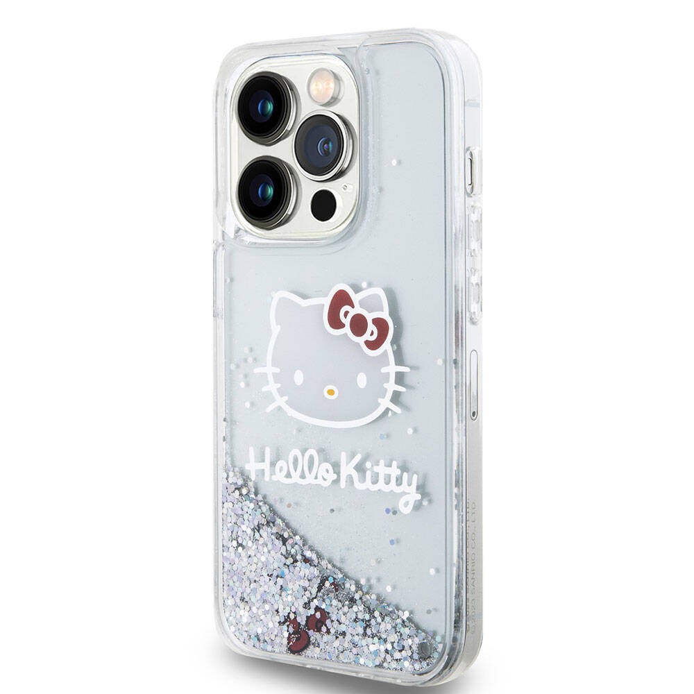 iPhone 15 Pro Kılıf Hello Kitty Orjinal Lisanslı İkonik Sıvılı Glitter Kılıf