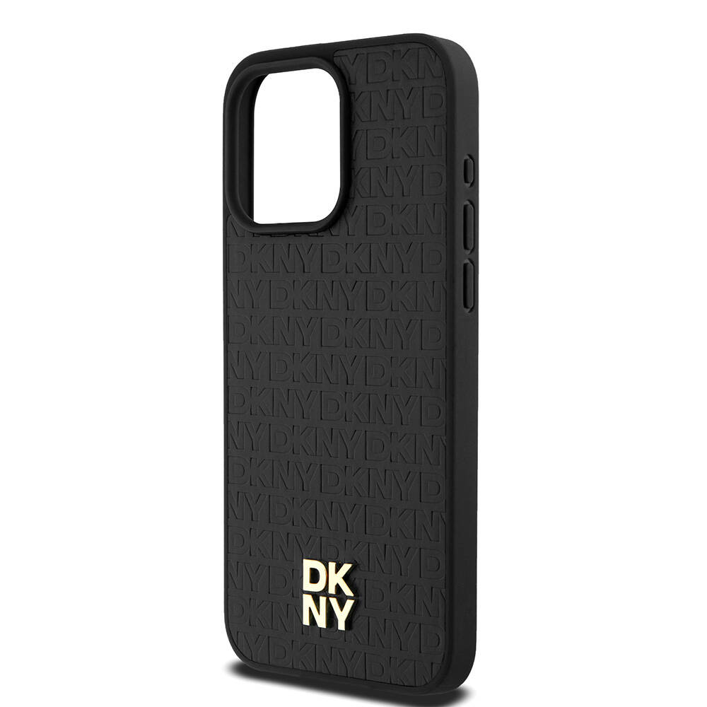 Apple iPhone 15 Pro Max Kılıf DKNY Orjinal Lisanslı M-safe Şarj Özellikli 3D Yazılı Repeat Pattern Kapak