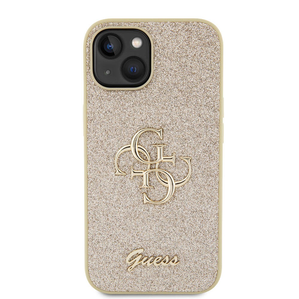 iPhone 15 Plus Kılıf Guess Orjinal Lisanslı 4G Büyük Metal Logolu Glitter Kılıf
